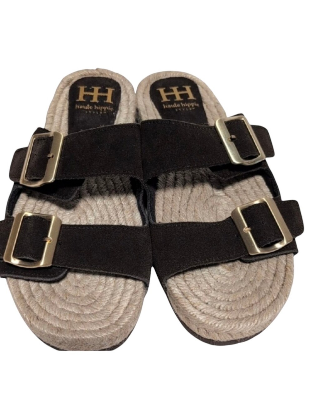 Haute Hippie Nikki Brown Woven Slide Sandals Size 8.5